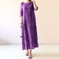 thumbnail image 1 of Vestido de mujer vintage, vestido de túnica oriental de media manga Maxi Romacci Morado M, 1 of 7