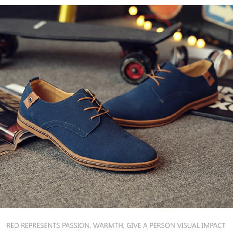 Xfvqtps Mens Casual Shoes British Style Suede Surface Lace up Fashion  Classic Comfortable Soft Sole Business Casual Matte Leather Single Shoes  Blue - Walmart.com