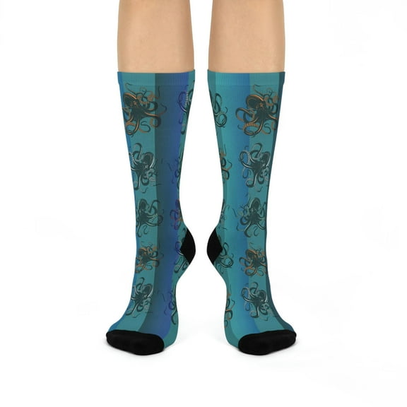 Octopus Socks Unisex Stretchy Crew Steampunk 1 Pair 1 Size By Atlas Wanderlust