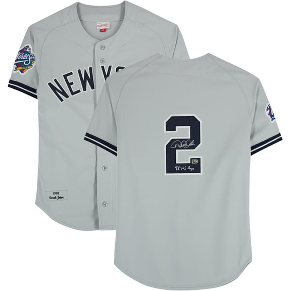Derek Jeter New York Yankees Autographed Gray Mitchell & Ness 1998 Authentic Jersey with "98 WS Champs" Inscription - Fanatics Authentic Certified