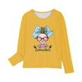 thumbnail image 4 of Cethrio Long Sleeve Tops for Girls, Crewneck Printed Casual Pullover Shirts Yellow Size 5-6 T, 4 of 5