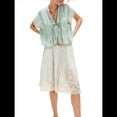 thumbnail image 3 of Camisas de Verano para Mujer, con Cuello en V, Lazo y Abertura Frontal, Blusas Extragrandes con Botones, Blusas Casuales de Corta con Ribete de Encaje. Verde M, 3 of 8
