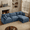 Blue, variant on CKEASEAN 102" Chenille Modular Sectional Sofa with Ottoman, 3-Seater L-Shape Cloud Couch with Upholstered & Pillow, Comfy Cloud Sofa for Living Room, Bedroom, Apartment, Office, Easy Assembly