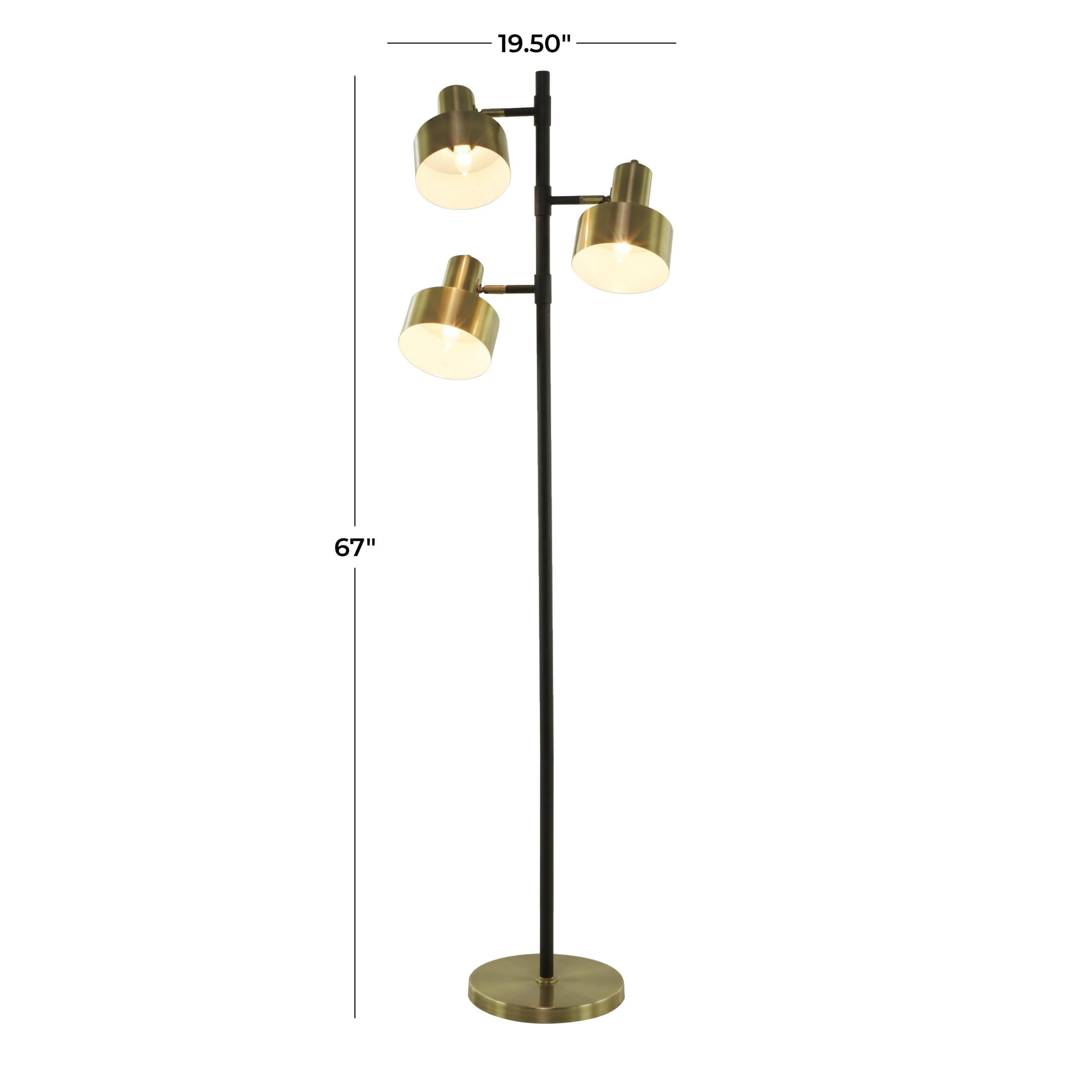 DecMode 67" 3 Light Gold Floor Lamp with Gold Metal Shade