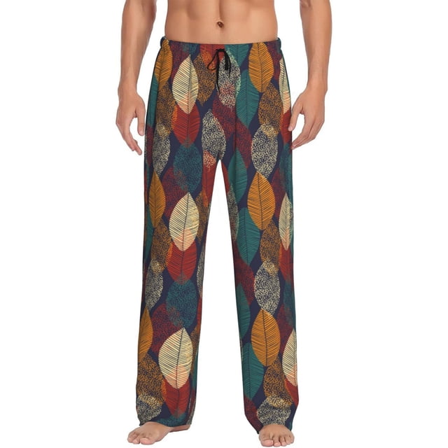Balery Autumn Leaves Pantalones de pijama para hombre, pijama ultraligero, pantalón de descanso-Large