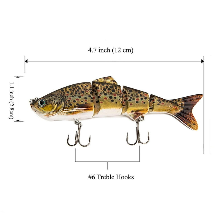 Thomify Hard Multi-Jointed Fishing Lure Swimbait Topwater Crankbait for Bass Trout Musky Pike, Size: 4.7