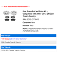 thumbnail image 2 of Rear Brake Pad and Rotor Kit - Compatible with 2008 - 2012 Chrysler Town & Country 2009 2010 2011, 2 of 2