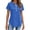 Blue #007, variant on Womens Dressy Casual Tops Short Sleeve Zip Front Flowy Business Work Blouses Summer Shirts, 2XL