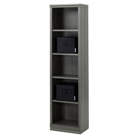 Morgan 5 Shelf Narrow Bookcase With 2 Canvas Storage Baskets By South S