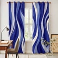 thumbnail image 5 of Kitchen Curtains 84 Inch Length 2 Panels, Blue Moire Grommets Window Treatment Curtain, Classic Modern Abstract Art Elegant Thermal Curtains Drapes for Living Room/Bathroom, 5 of 9