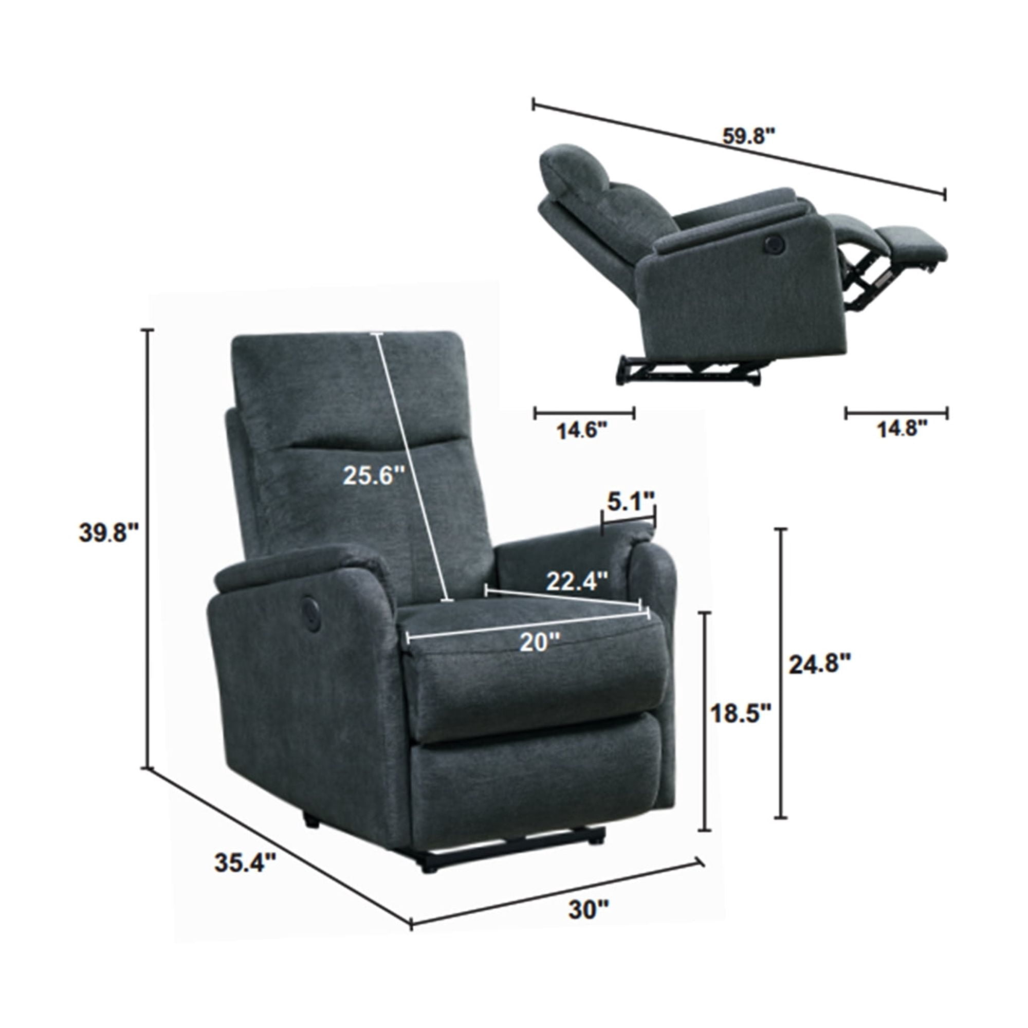 MAYEERTY Power Recliner Chair, Ergonomic Single Electric Reclining Sofa with Full Head-to-Back Support for Living Room, Bedroom, Reading Room