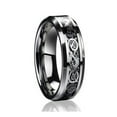 thumbnail image 3 of Tungsten Carbide 8MM/6MM For Him & Her Celtic Dragon Over Black Carbon Fiber Inlay Wedding Band Ring Set, 3 of 4