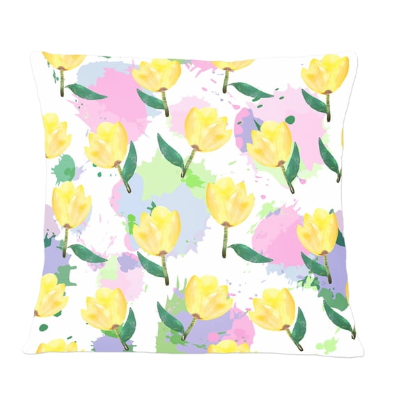 Designart Floral pattern with flowers' Mid-Century Modern Throw Pillow - 12x20