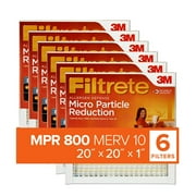 Filtrete 20x20x1 Air Filter, MPR 800 MERV 10, Micro Particle Reduction, 6 Filters