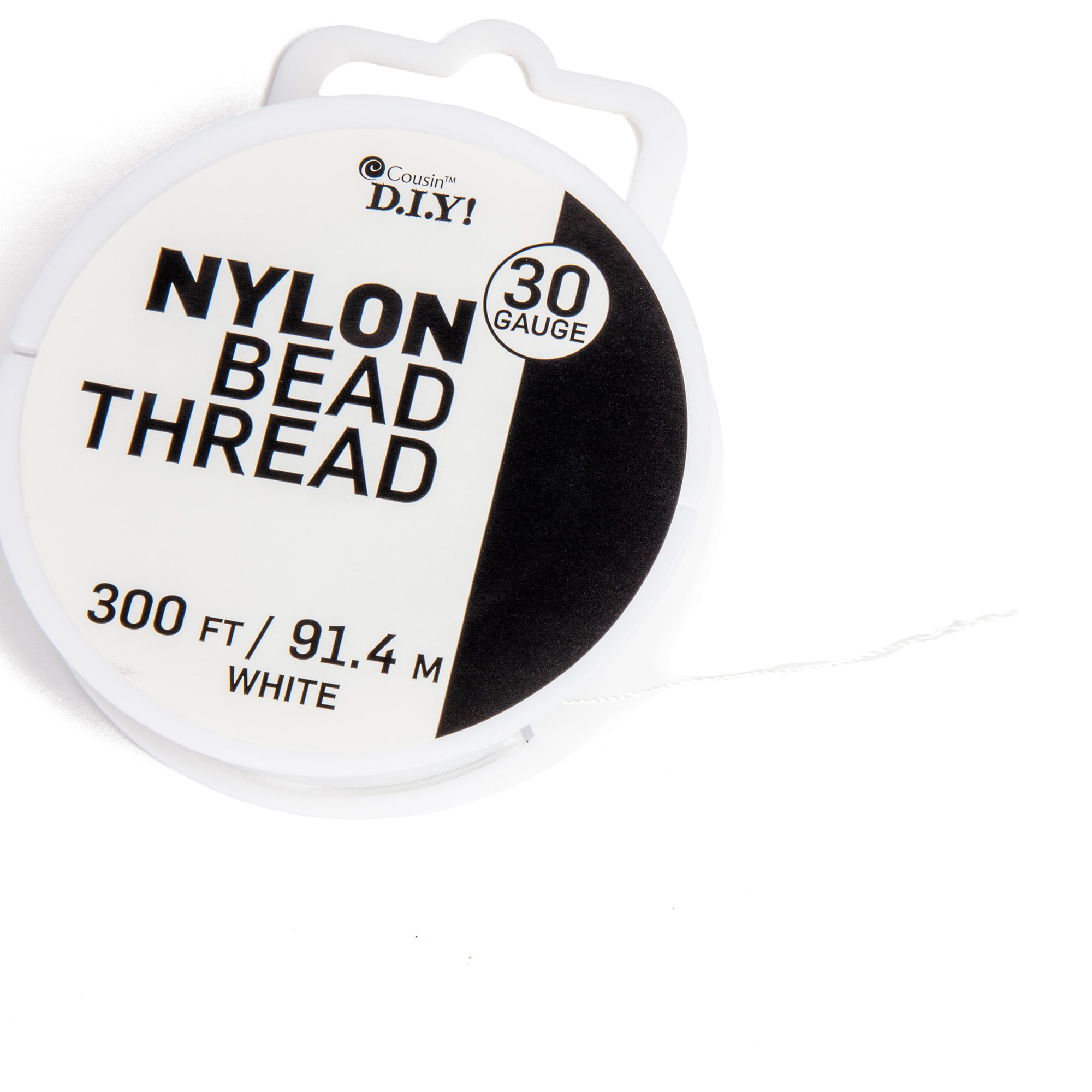 (2 pack) Cousin DIY Craft & Jewelry Nylon Beading Thread, White, 30 Gauge, 300 ft Roll
