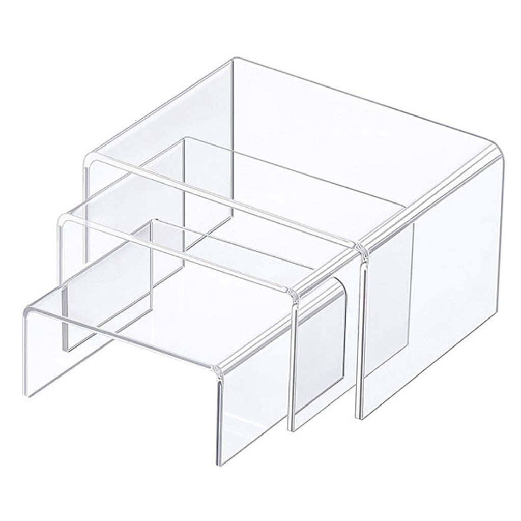 Square Acrylic Clear 3 Size Riser Display Stands Showcase Set to Set up Jewerly 