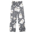 thumbnail image 4 of QIUOMBBP Halloween Pajama Set Women 2 Piece Cute Pj Sets Long Sleeve Button Down Tops and Casual Pants Funny Ghost Print Loungewear, Gray, S, 4 of 6