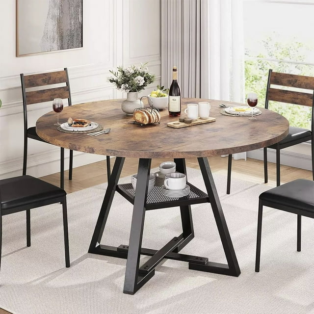 Mesa de Comedor Redonda Desayunador, Hogar, Oficina para 2-4 Personas 120 x 120 x 76 cm