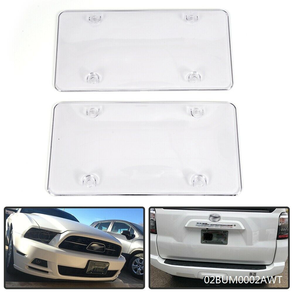 2X Smoked Flat License Plate Cover Shield Tinted Plastic Tag Protector 