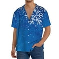 thumbnail image 1 of Fotbe Blue Christmas With Snowflakes Camisa Estampada de Manga Corta para Hombre, Casual de Verano, Estilo Playero, Sin Arrugas-Small, 1 of 5