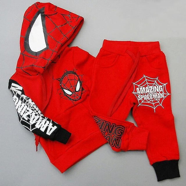 Niños Niños Spiderman Chándal Sudadera con capucha Pantalones superiores Conjunto Ropa informal