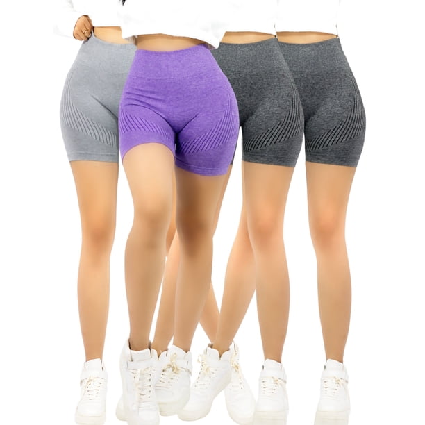 Set 4 Shorts Deportivos Unitalla Mujer Tiro Alto Push Up para Mujer