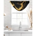 thumbnail image 4 of Waterfall Valances for Windows, Marble Black Kitchen Sheer Valance Curtains, Vintage Gold Art Abstract Farmhouse Rod Pocket Elegant Swag Valances for Living Room Bedroom, 47.2"x38.5", 3 Panel, 4 of 8
