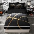 thumbnail image 2 of Erosebridal Glossy Basketball Zipper Twin Comforter Sets with Fitted Sheet and 2 Pillowcases for Boys Men, Modern Spaort Lover Zipper Bedding Set, Black Gold, Black Reversible, 4pcs, 2 of 7