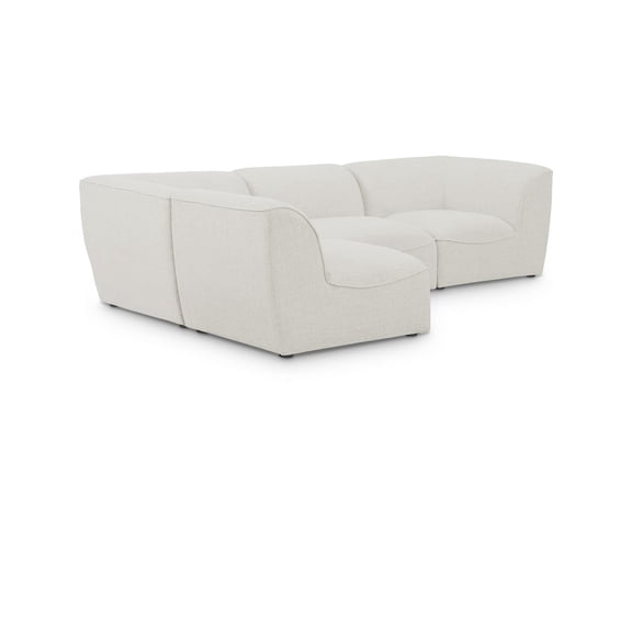 Meridian Furniture Miramar Cream Durable Linen Textured Modular Sectional