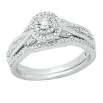 Dazzlingrock Collection Round White Diamond Cluster Style Wedding Ring Set for Women (0.18 ctw, Color I-J, Clarity I2-I3) in 925 Sterling Silver, Size 8