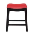 thumbnail image 2 of Emerald Home Briar Traditional Red 24" Bar Stool with Faux Leather Saddle Seat And Nailhead Trim, Set of Two, 2 of 5