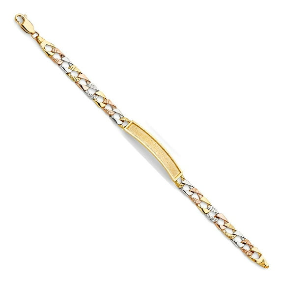14K 3C Light Nugget Figaro Link Baby ID Bracelet - 6"