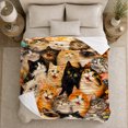 thumbnail image 5 of Many Cat Portraits with Autumn Leaves, Realistic Painterly Style for Cat Lovers, Cozy Orange Gallery Scene, Flannel Blanket for Living Room and Bedroom, Birthday Gift and Cat Home Decor, 5 of 9