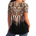 thumbnail image 3 of DYMADE Womens Casual Leopard Short Sleeve V-Neck Halter Basic T-Shirt Blouses Plus Size, 3 of 3