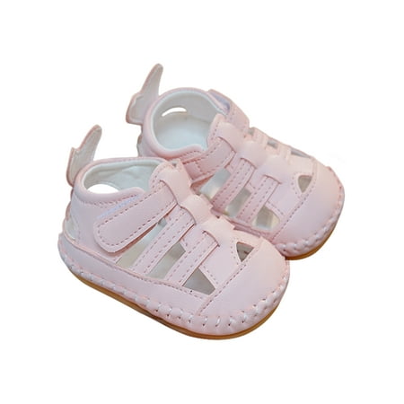 

Daeful Infant Crib Shoes Closed Toe Sandals First Walkers Flat Sandal Wedding Casual Summer Soft Sole Pink 5C