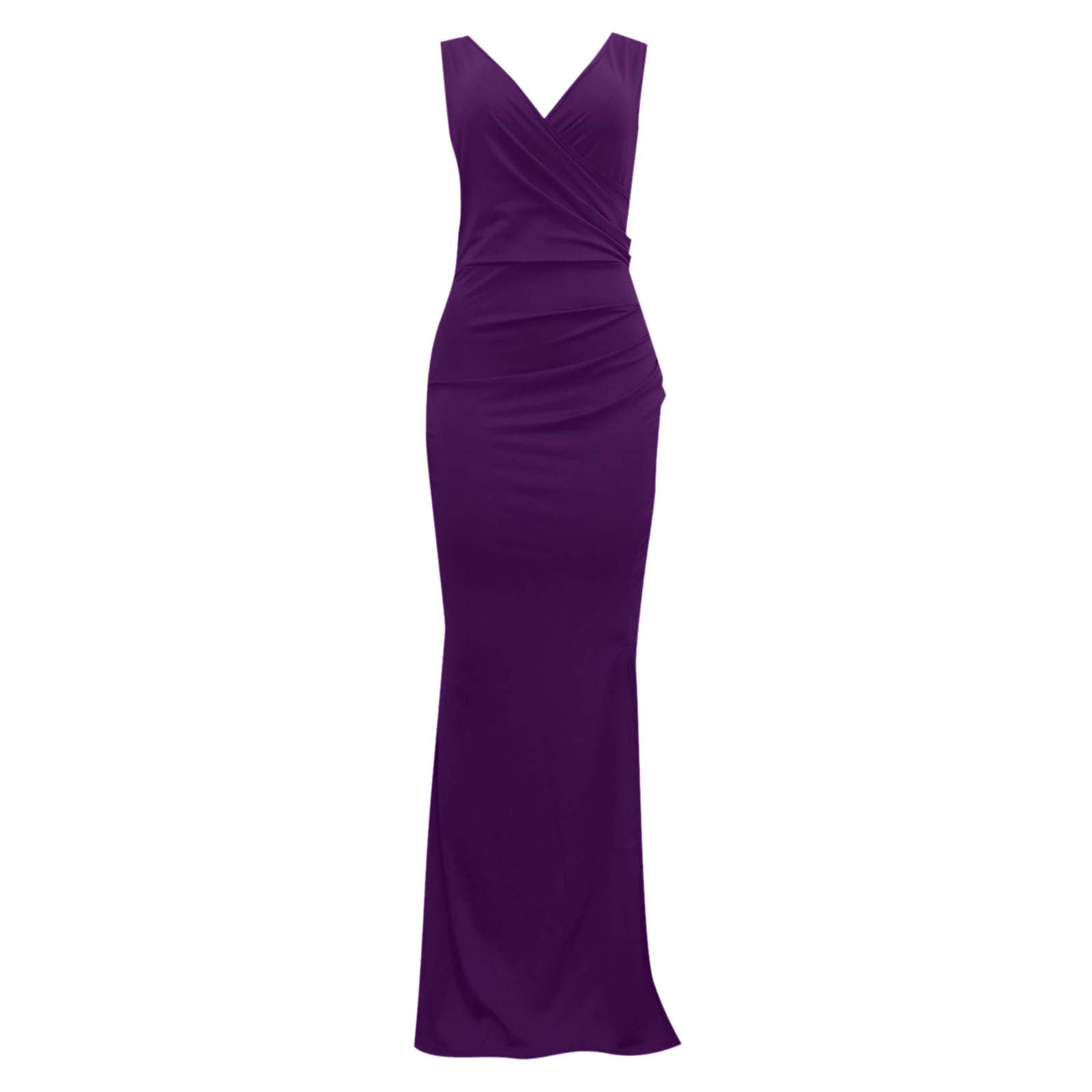 Ever Pretty Formal Dresses Ladies Elegant Sleeveless V Neck Split Evening  Gown Long Dress Evening Dresses for Women Purple XXL - Walmart.com
