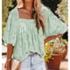 thumbnail image 1 of Blusa de verano, blusa con mangas abullonadas, blusa de poliéster con escote cuadrado, blusa con estampado floral, diseño revolucionario, 1 of 5