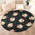 thumbnail image 4 of Green and Black Christmas Plaid Santa Pattern Round Blanket,Comfortable Soft Flannel Throw Blanket,All Season,Warm Lightweight Blankets for Sofa Bed Couch Living Room Chair 60"x60", 4 of 5