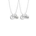 thumbnail image 2 of Delight Jewelry Silvertone Om in Circle with Clear Crystal Mother & Daughter Heart Necklaces (Set of 2), 19"+2", 2 of 4