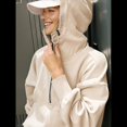 thumbnail image 4 of Sudadera con Capucha y Media Cremallera para Mujer, Informal, de Larga, Corta, con Cremallera de un Cuarto. Albaricoque M, 4 of 8