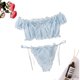 thumbnail image 5 of Conjunto de sujetador de malla Sexy para mujer, ropa interior con volantes y hombros descubiertos, sujetadores transparentes con puntos bonitos, Tanga de vendaje, lencería íntima, 5 of 5