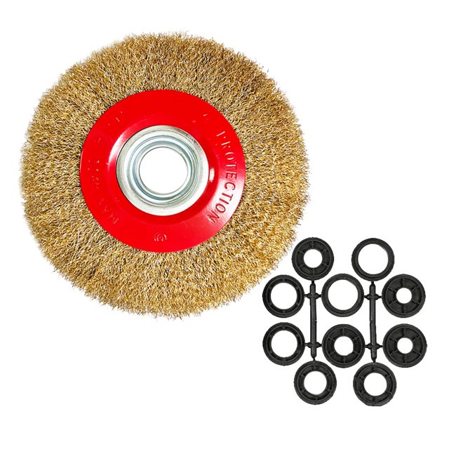Cepillo de rueda de alambre de mesa OSFTBVT de acero ondulado grueso de 8 pulgadas