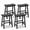 Black, variant on Gymax Solid Wood Saddle Bar Stools Set of 4 Backless Wooden Barstools w/Footrests Brown