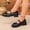 Black, variant on Women Leather Bow Single Strap Mary Jane Loafers Round Toe Low Chunky Platform Heel Shoes for Campus, Dinner Date & Multi Occasion Brown 9.5(43)