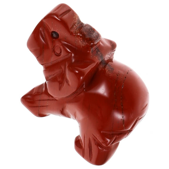 WASHWEPE Elephant Statue for Home Decoration Black Red Stone 4.7X3.5X2.0In 1Set