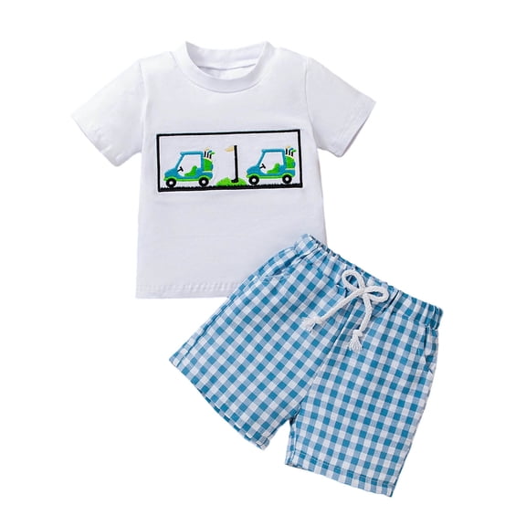 Karoyedx Summer Clothes for Boys Toddler Baby Boy Summer Outfit 6 12 18 24 Month 1T 3T Boys Clothes Truck Baby Tee Shorts Set White Size,12-18 Months