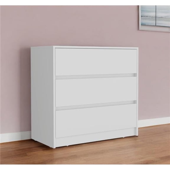 HomeRoots 544037 34 in. White Three Drawer Dresser