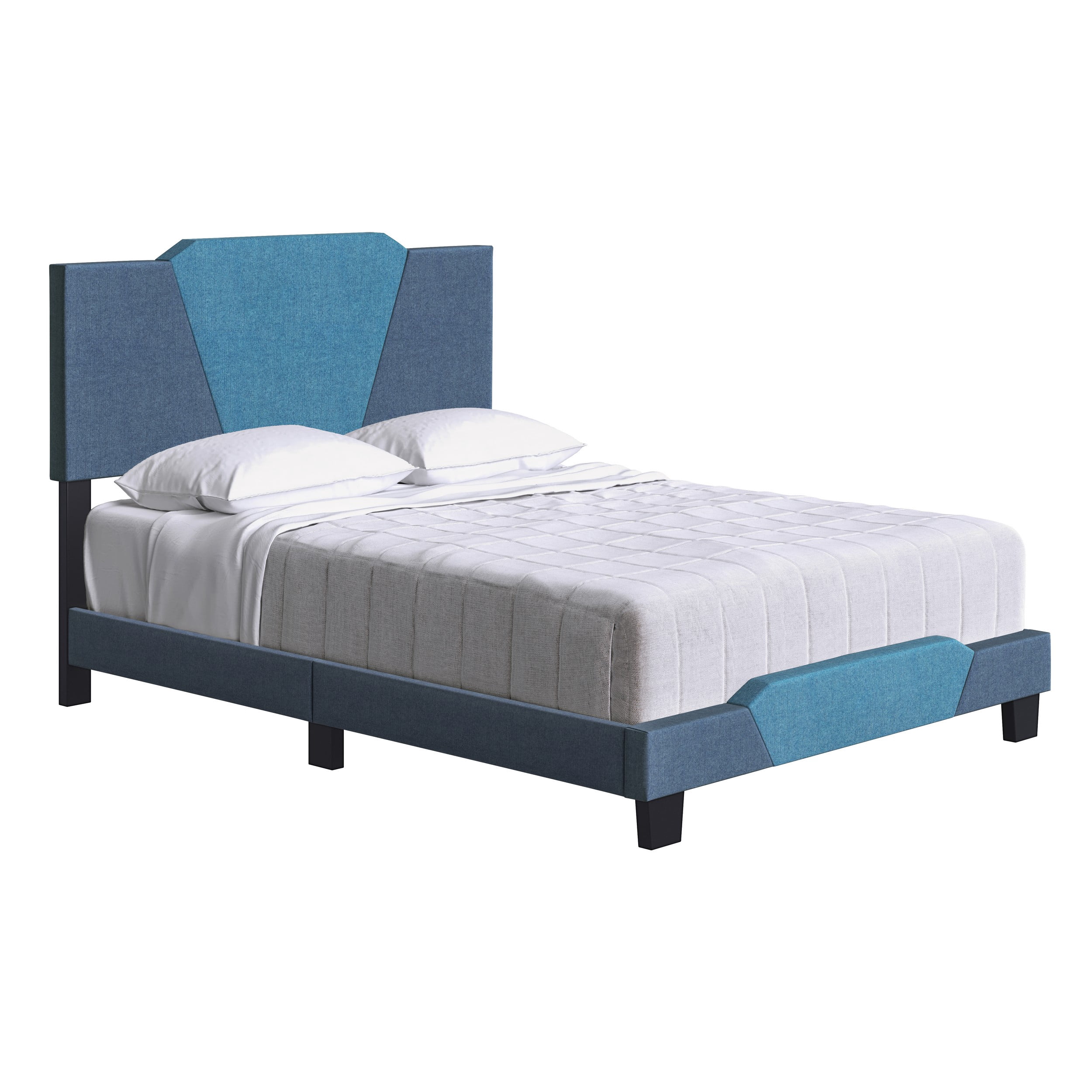Boyd Sleep Tuscany Blue Linen King Size Fully Upholstered Platform Bed Frame with Adjustable Headboard, Qualified Box Spring or Foundation Required for Use