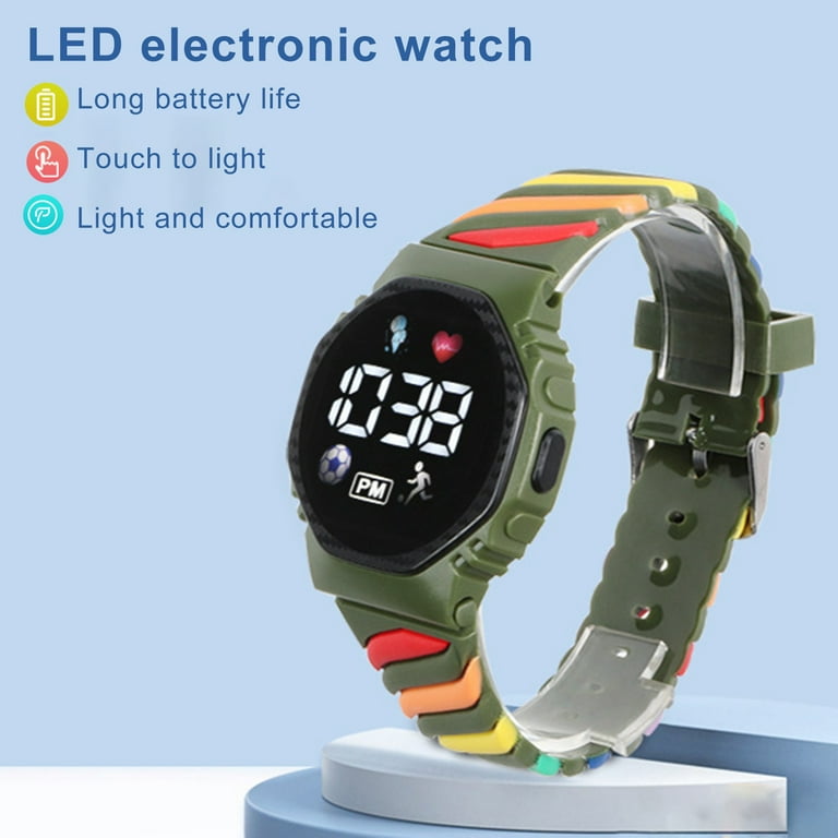 Deyuer Digital Watch Waterproof Breathable Large Display Screen Ultra Light Comfortable to Wear High Precision Silicone Touchscreen LED Digital