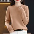 thumbnail image 2 of Arlun Sweaters for Women Casual Soft Comfort Fall Winter Casual Crewneck Pullover Tops Dressy Long Sleeve Trendy Warm Solid Color Base Layer Sweater Khaki One Size, 2 of 4